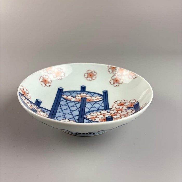 鍋島 色絵 桜花籠文 五寸皿 市川龍男 市川龍仙 共箱 皿 飾皿 絵皿 鍋島 色絵 桜花籠文 五寸皿 市川龍男 市川龍仙 共箱 皿 飾皿 絵皿