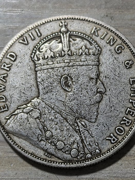 1908年英領海峡植民地エドワード7世 小型1ドル銀貨 美品❗️ 海峡植民地、エドワード7世の1ドル銀貨、1904年 | アンティーク