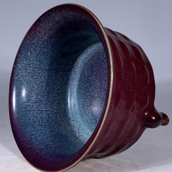中国古美術 宋・鈞窯 紫紅釉 三足洗 壺 茶道具 古陶磁 骨董品 唐物 時代物 宋鈞窯玫瑰紫釉八卦紋三足奩，高13.5直徑22.5cm，500933 瓷器官窯汝窯