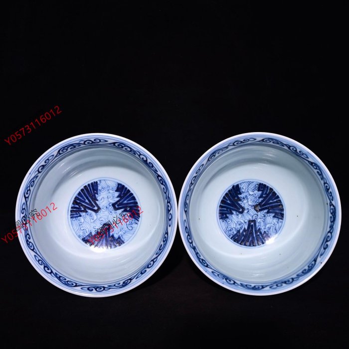 大明宣德年制青花海水龍紋高足杯，高16.8×15.2厘米80016808 | Yahoo拍賣