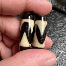 天珠#天珠【臺灣建成手工】 虎牙天珠【尺寸】 30*10.8mm左右【品相】聚