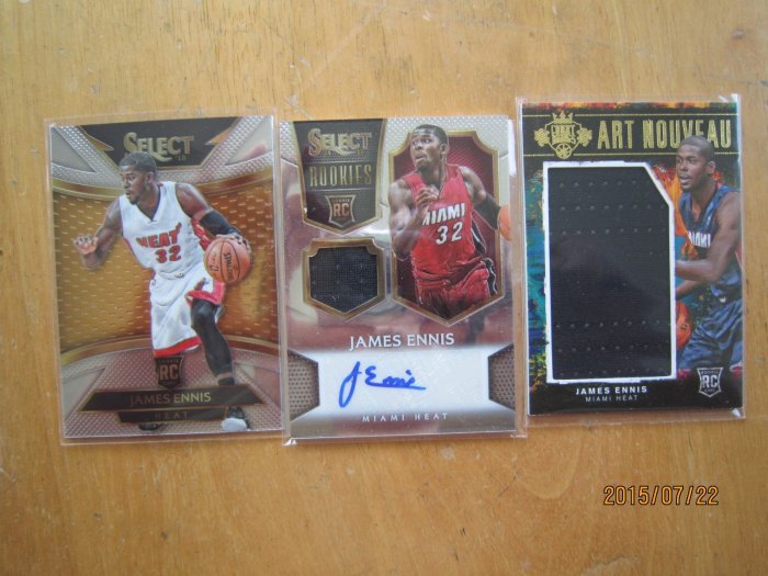 網拍讀賣~James Ennis~熱火隊球星~RC~限量新人球衣簽名卡/199~auto