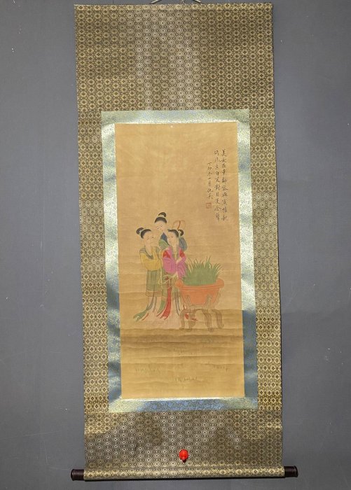 mg21 畫家: 仇英三尺中堂畫人物畫手繪畫畫工精細。材質：宣紙加實物攝