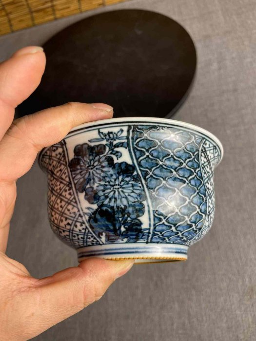 日本回流平安瑞泉造青花開窗四君子紋蓋碗，京都燒藝術珍品嚴選推薦京焼
