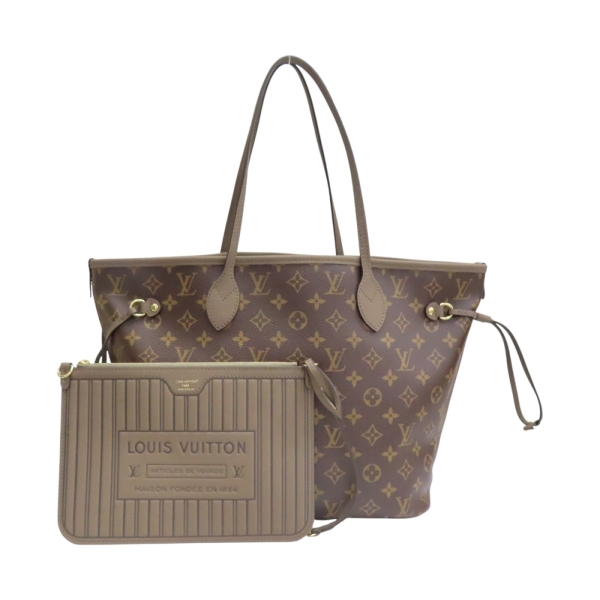 LOUIS VUITTON LV 路易威登 Neverfull Inside Out MM 肩背包 棕色帆布 M25664 【二手名牌BRAND OFF】