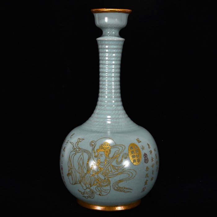 多寶屋BU526□古美術品！宋時代 汝窯・天青釉・紙槌