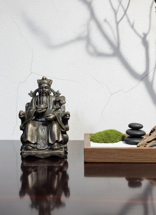 早期純銅神尊老件-財神爺#02 （古董/銅雕/收藏/銅爐/香爐/銅器/擺飾