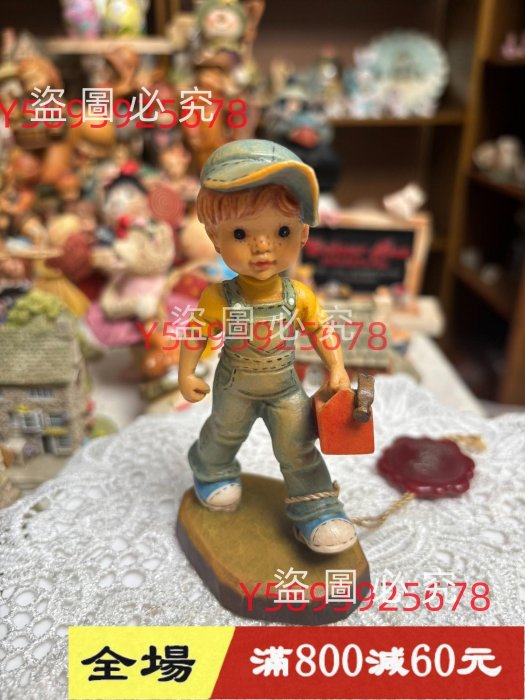 海淘款nri古董中古意大利手工木雕Srh Ky系列，拿工具箱男孩款，小號  回流 收藏 中古【二手】【古雅庭軒】-1820