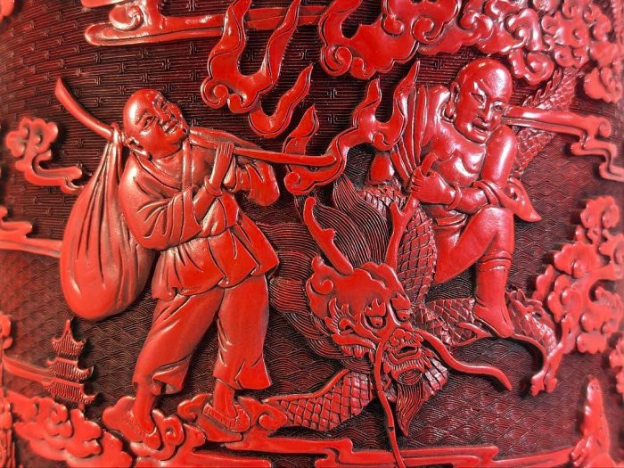 中国 堆朱 刻人物 筒 文房四宝 中國堆朱刻人物筒文房四寶| Yahoo拍賣