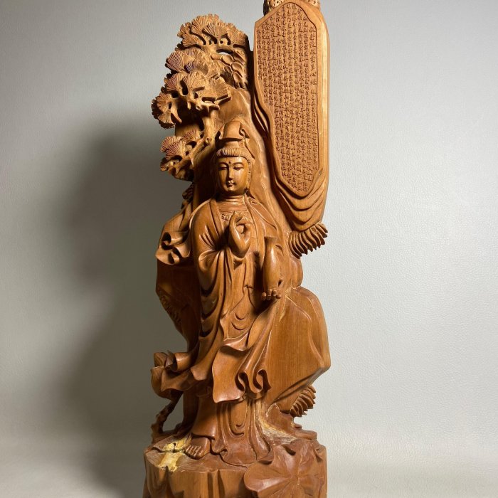 古玩輕鬆拍】老中国美術李大明作細密彫観音菩薩仏像念仏般若心経佛像