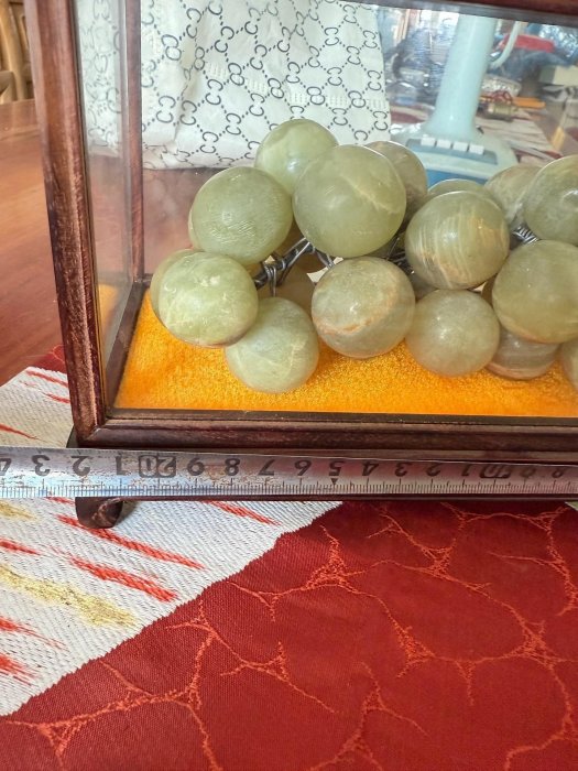二手】日本回流玉石葡萄擺壽山石葡萄多子多福手把外面酸枝木玻璃