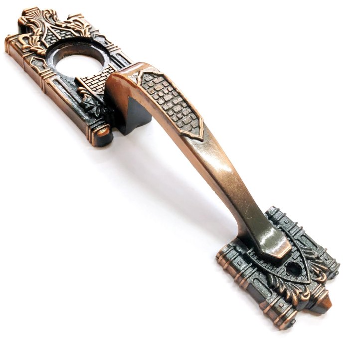 台灣製造古銅花邊手把629型紅古銅取手古銅手取有鎖孔手把大門把手拉門