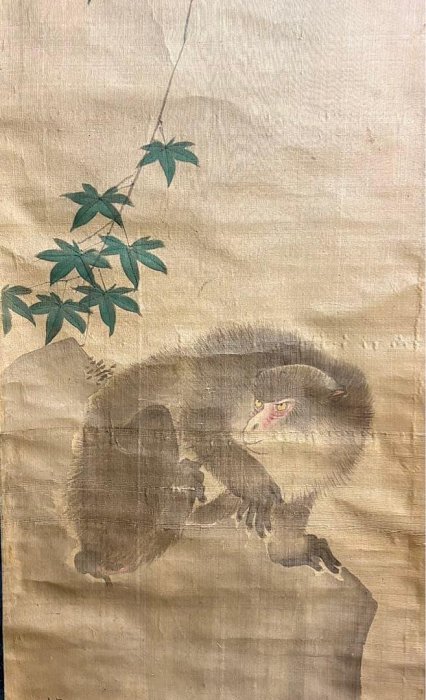 掛軸在銘猿紅葉畫無盒掛軸Z9 | Yahoo拍賣