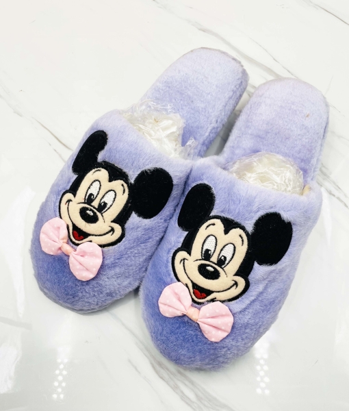 【震撼精品百貨】Micky Mouse 米奇/米妮~日本Disney迪士尼 米奇絨毛室內拖鞋-紫*10545