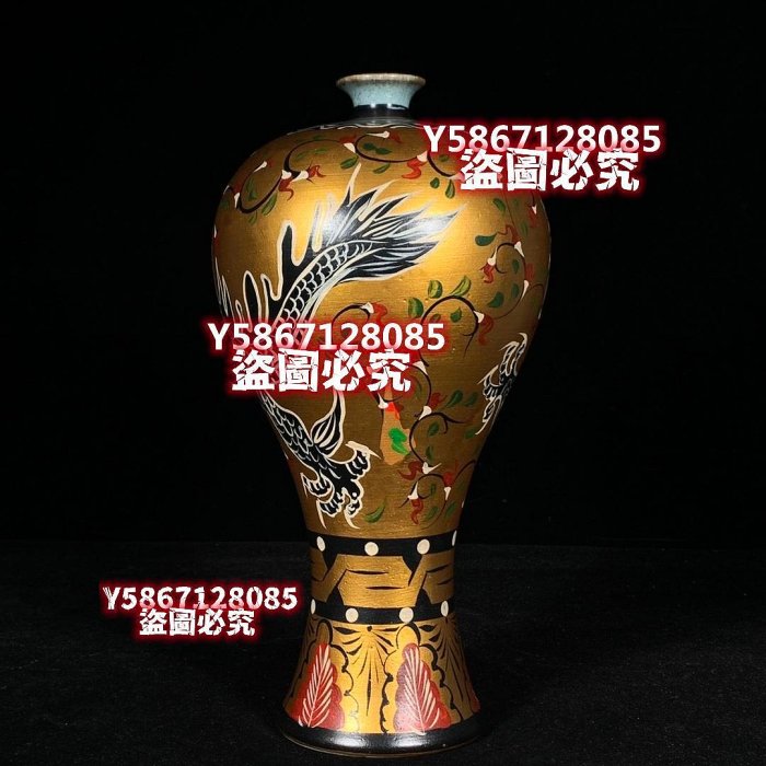 宋汝窯青龍寺御制款彩繪龍紋梅瓶，高29直徑14cm，400287 官窯汝瓷瓷器