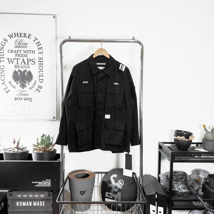 希望商店】WTAPS X NEIGHBORHOOD JUNGLE LS 19AW 聯名骨頭四袋長袖軍衫