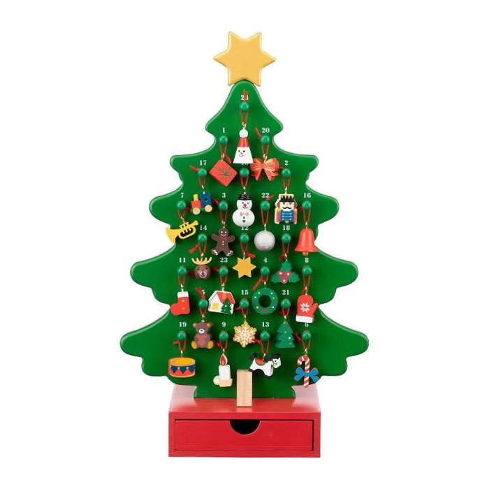 乾媽店。 數量限定!! 日本 MARK'S 木製 聖誕樹 聖誕節 倒數日曆聖誕樹吊飾組 吊飾小物