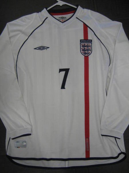 UMBRO ホワイト 長袖シャツ BECKHAM 7 XL 2007/09 BECKHAM #7 England Vintage Umbro Home Football Shirt