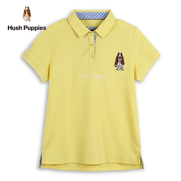 Hush Puppies POLO衫 女裝經典品牌草寫英文刺繡狗短袖POLO衫