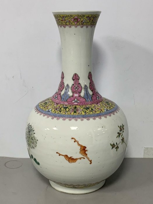 民國洪憲粉彩花卉玉瓶高39公分手繪藝術珍品古董收藏陶瓷精品瓷器古董洪