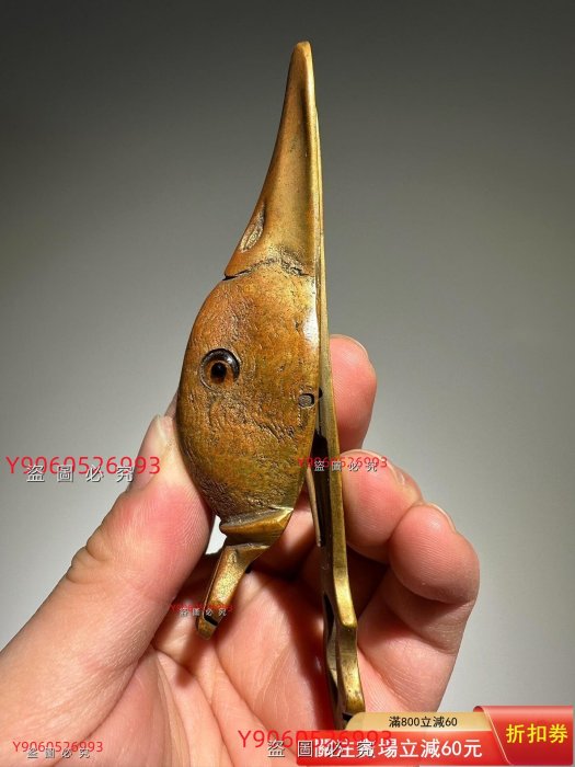 骨董晝道古銅製 水鳥鎮紙 西洋古董黃銅水鳥造型信件夾/裝飾擺件20世紀中期精黃銅制作匠人手作