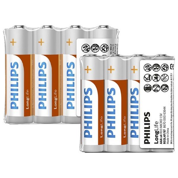 PHILIPS 飛利浦 Long Life碳鋅4號／3號電池(4入) 款式可選【小三美日】DS009911 派對