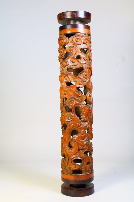 精品竹雕【雲龍香筒】美術品收藏．螭龍如意祥雲． ξξ 文人雅玩ξξ．沉香