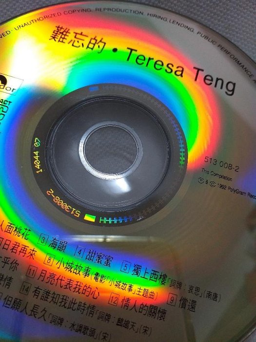 未開封CD/鄧麗君「難忘的」92年香港Poly Gram 未開封CD/鄧麗君「難忘的」92年香港Poly Gram