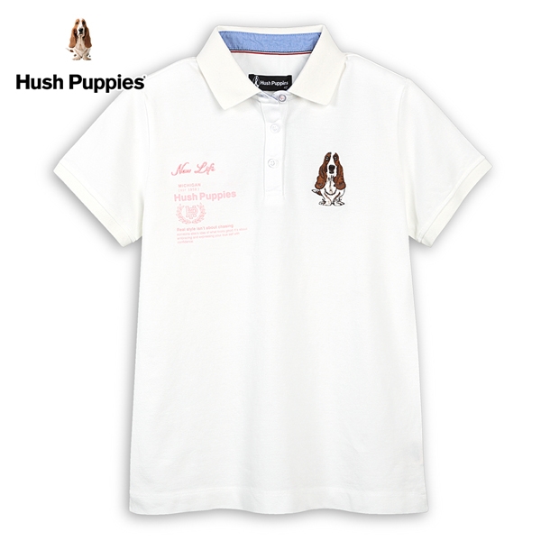 Hush Puppies POLO衫 女裝運動風品牌英文印花刺繡狗POLO衫