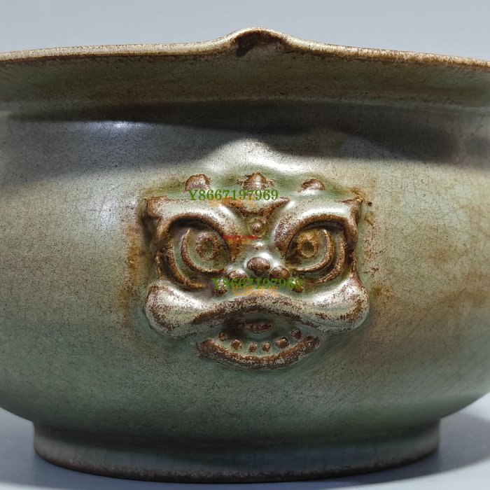 宋官窯汝瓷獸耳洗擺件：此精致，手工制作，做工精美，精雕細刻．胎質