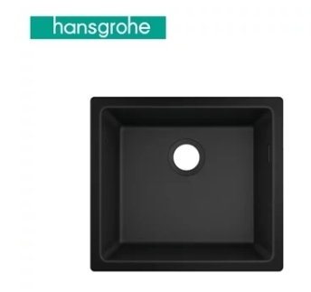 【麗室衛浴】HANSGROHE 下崁式廚房水槽 墨黑色花崗巖小單槽 43431-170 500*450*H205mm