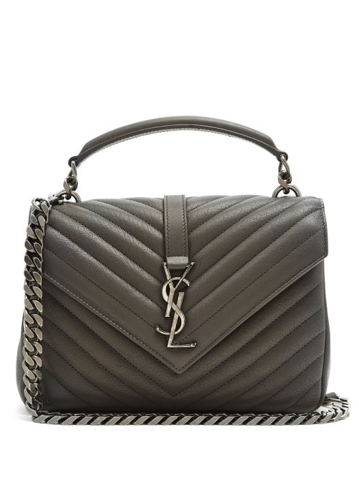 YSL college bag 中型學院包 灰色銀鏈 正品 全新 Saint Laurent 代購