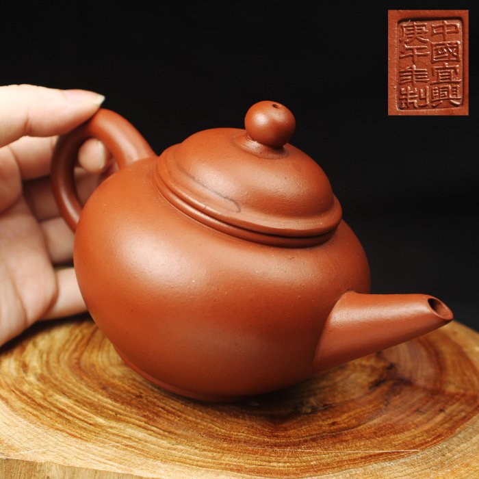 桑園の】紫砂壺中國宜興庚午年制水平壺泡茶壺包漿皮殼底款蓋款(委託品