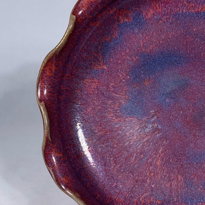 宋鈞窯玫瑰紫釉花口洗，高5直徑15cm，1001584 瓷器官窯汝窯【古雲