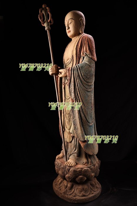 068A00珍品舊藏下鄉古寺院道觀收老樟木雕刻彩繪佛像一尊雕工精湛造像精