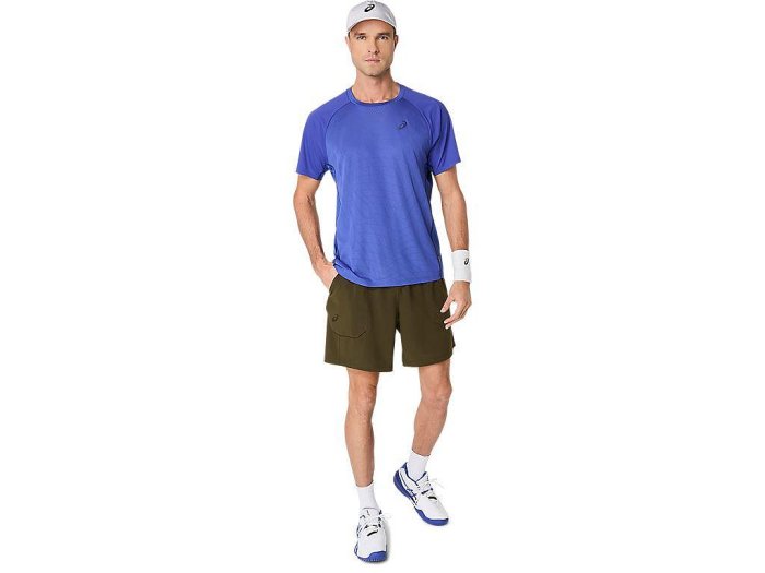 【曼森體育】ASICS 亞瑟士 7吋平織 短褲 男款 ACTIMOTION 海外版 網球短褲 墨綠