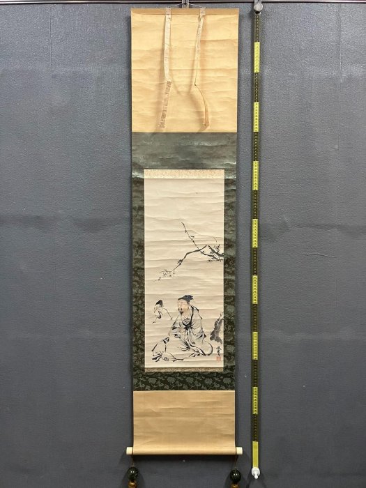 清代谷文晁墨寶梅妻鶴子圖嚴選國畫古玩字畫綾裱紙本9-1223 文人畫作