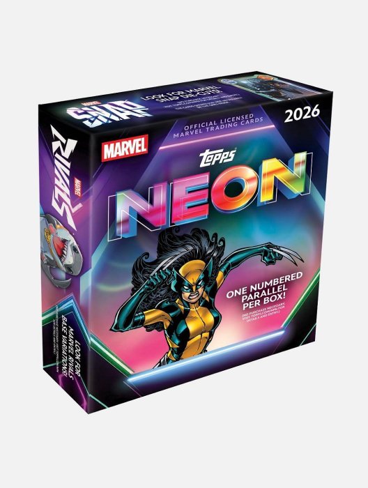 ★預購★ 2026 Topps Neon Marvel Mega Box 保一張限編平行卡-繽紛的霓虹漫威系列-抽友善的社區鄰居蜘蛛人版插卡、末日博士、緋紅女巫