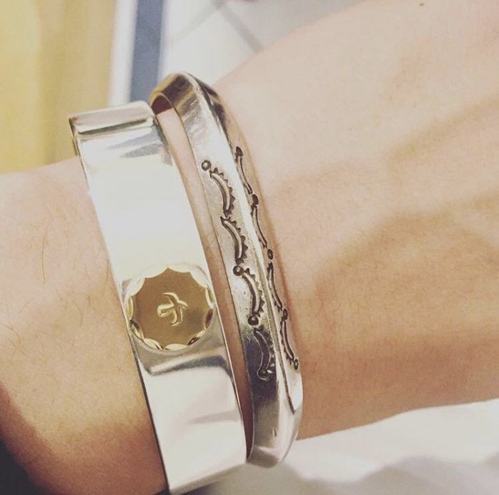 Visvim ict Navajo vintage bangle 印地安圖騰純銀手環size :F | Yahoo拍賣