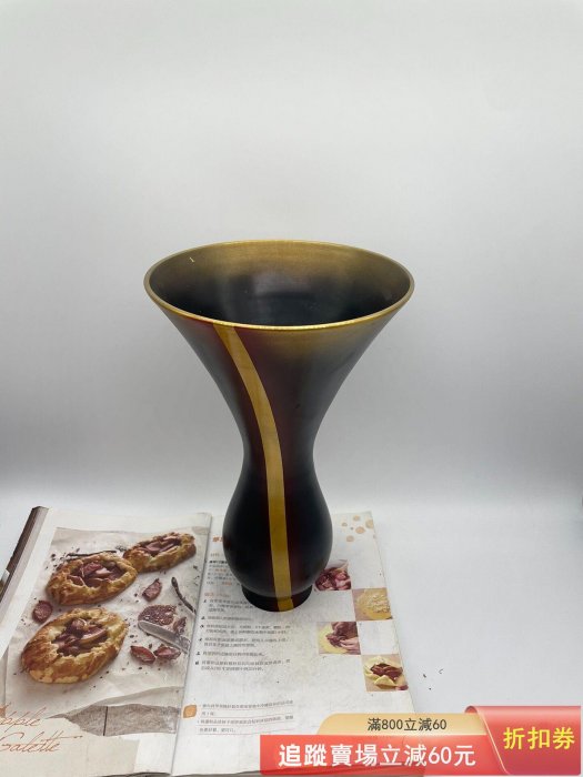 日本池坊花器純銅花器花觚花入高：27cm 寬：17cm 帶原盒古玩收藏老物件