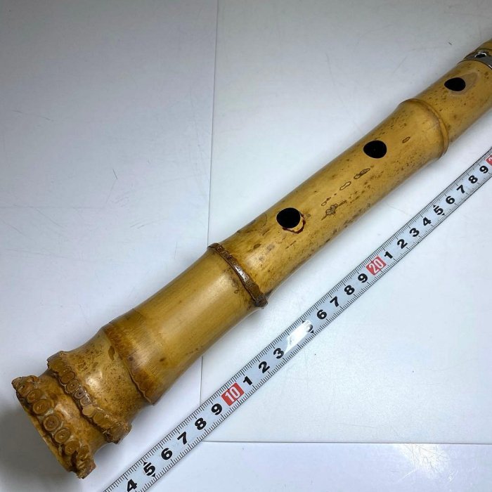 尺八　バチ型　銘あり　鳳晴　1印　1尺7寸　5孔　銀三線 鳳舟尺八三線尺八65公分| Yahoo拍賣