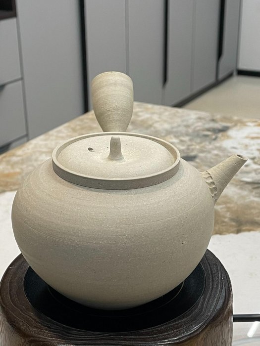 日本名家山本陶幸，手作白泥壺，白泥涼爐煮茶爐燒水爐名家陶幸作，橫手