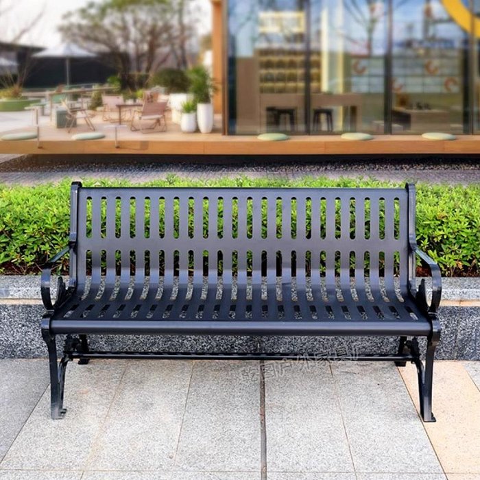 長椅子 公園椅戶外長椅子鐵藝防腐實木長凳庭院園林休息椅長條排椅摩可美家| 摩