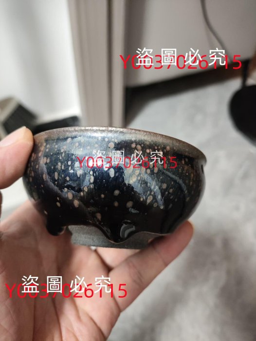 建窯建盞龍窯柴燒，羅建明，羅大炮，名底款。香爐器型，幾個肥釉淚，口徑9.  古玩 收藏 老物件 【二手】【玲瓏閣】-441