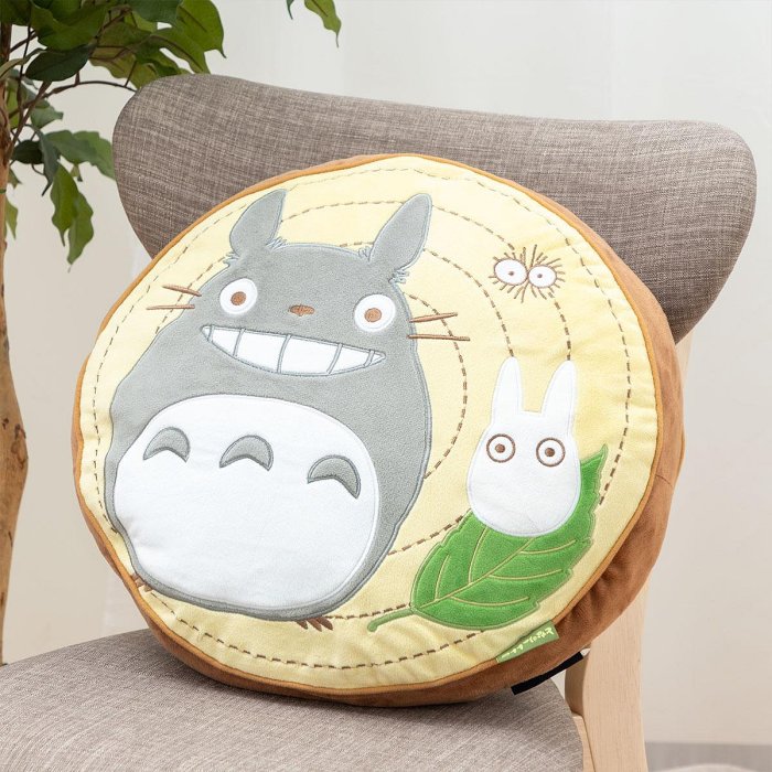 JP購✿ 宮崎駿 吉卜力 龍貓 龍貓圓木 刺繡 雙面 圓抱枕 靠墊 4992272943610