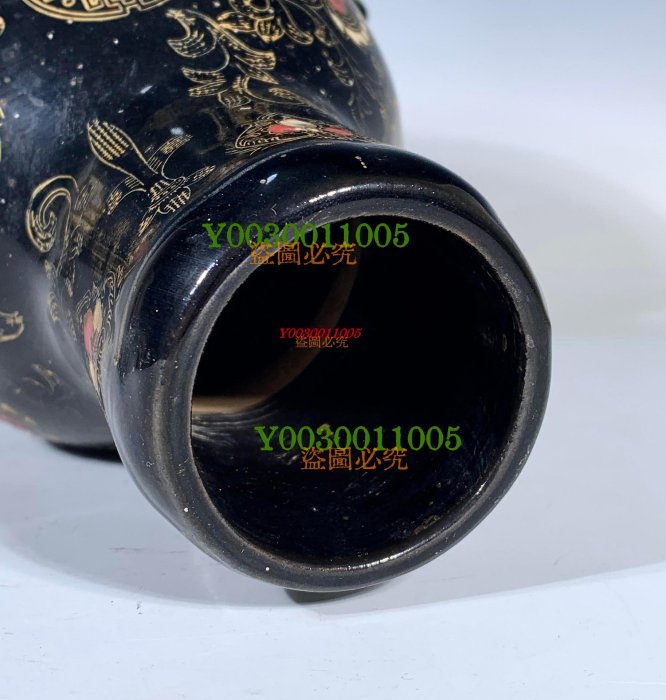 吉州窯鎏金獅子紋葫蘆瓶，高38.5厘米，直徑21厘米，4003300 瓷器汝窯官