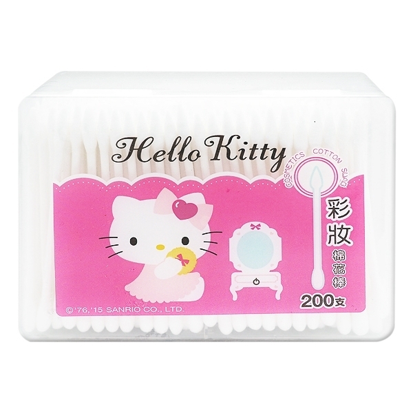 Hello Kitty 彩妝塑軸棉花棒200支(盒)【小三美日】D420313