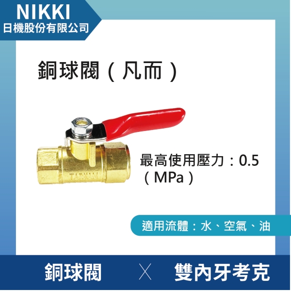 【日機】銅球閥（凡而） N-CK-44FF 雙內牙考克 10個入 | 其他手工具 | Yahoo購物中心