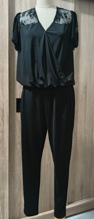 MOMA黑色蕾絲肩袖連身褲40號