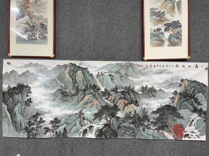 嚴選2025年省美協會員譚兆峰老師力作，180x70公分水墨紙本，
